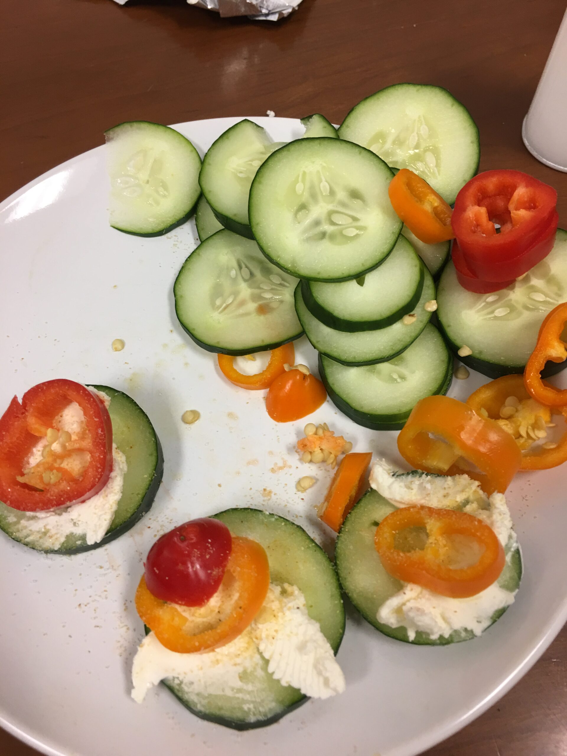 Cream Cheese, Cucumber, and Pepper Snacks