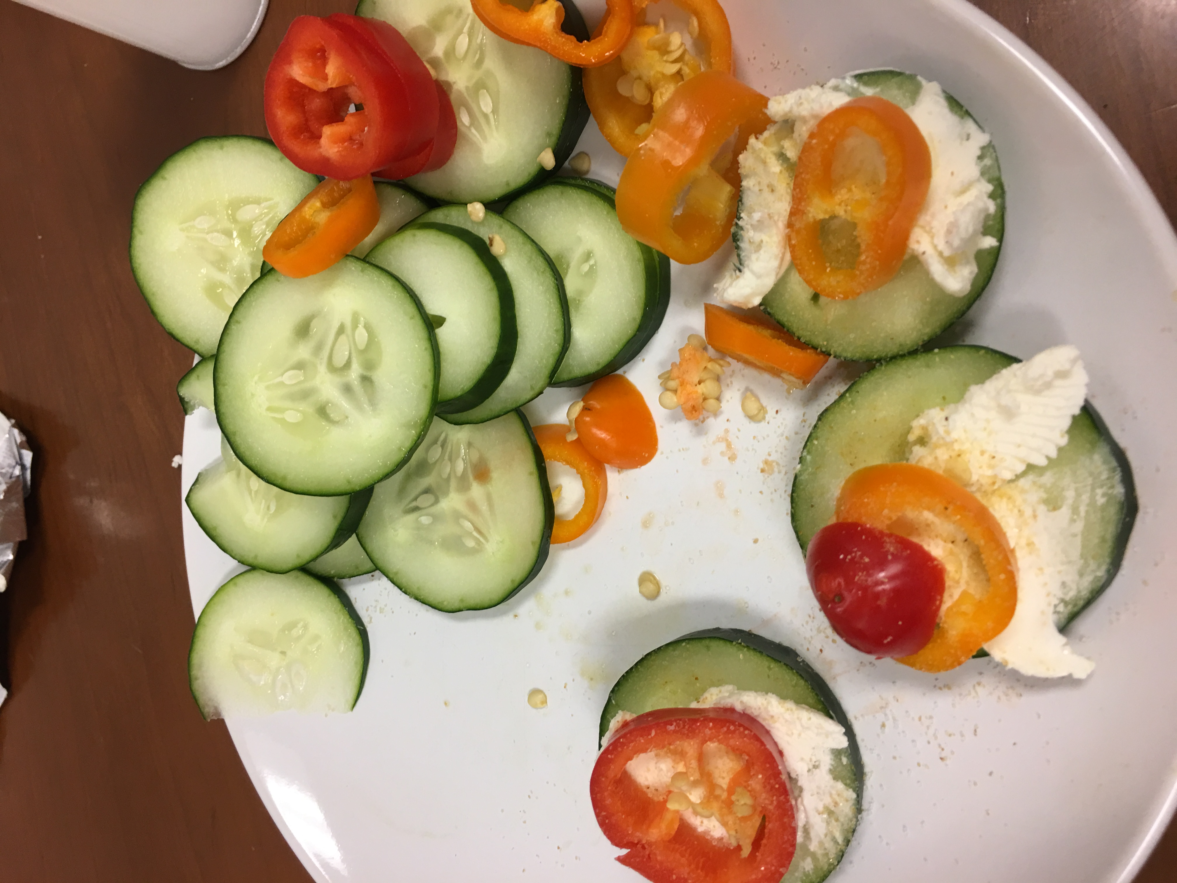 Cream Cheese, Cucumber, and Pepper Snacks