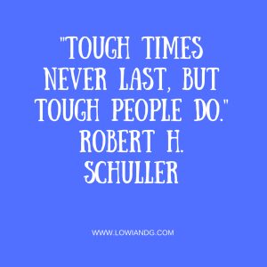 Robert H. Schuller resilience quote on blue background