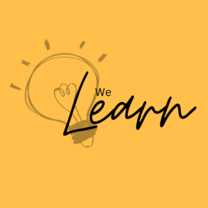 We Learn with Lightbulb icon behind