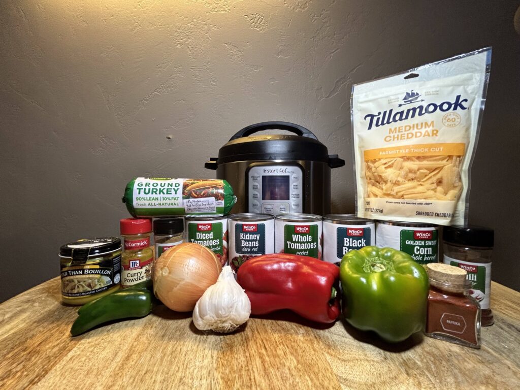 Turkey Chili is to Warm you up after Skiing ingredients